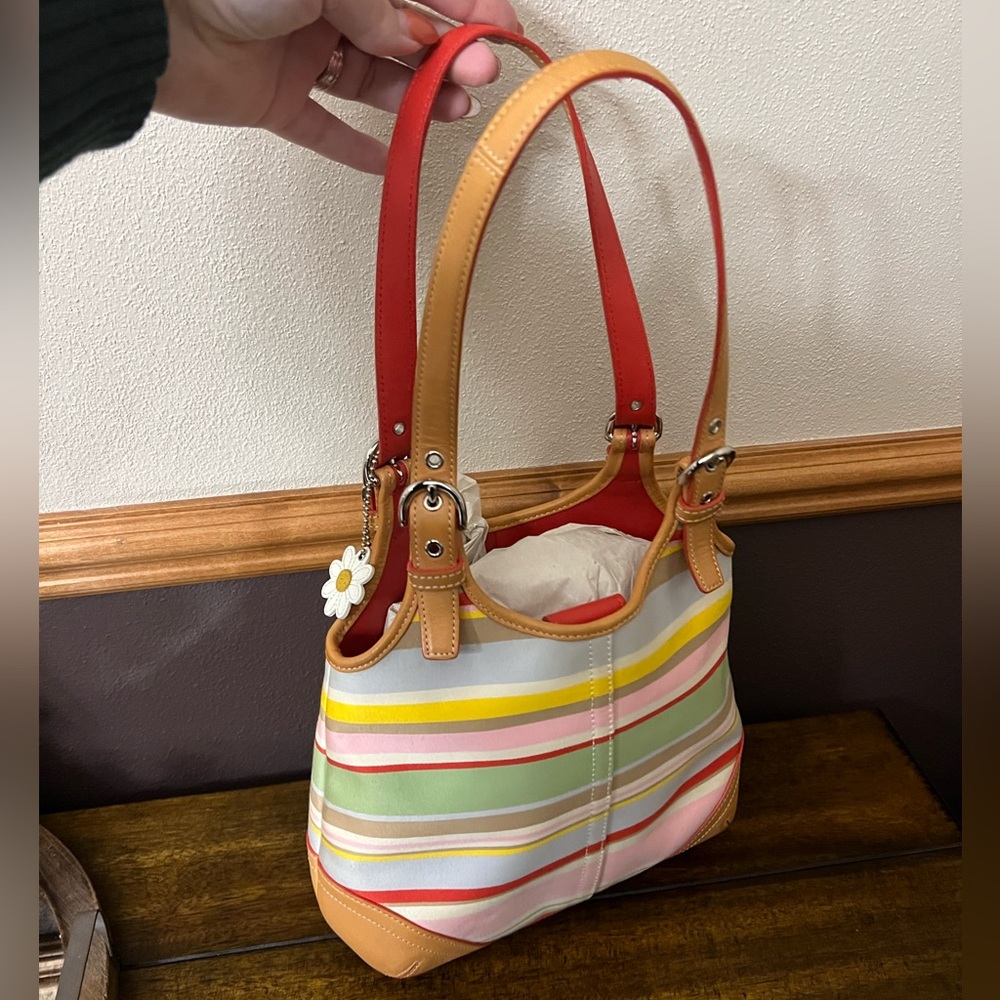 ✨ NWOT - Rare Vintage Coach Y2K Striped Hobo Bag | With Box & Dust Bag ✨ - Picture 7 of 14